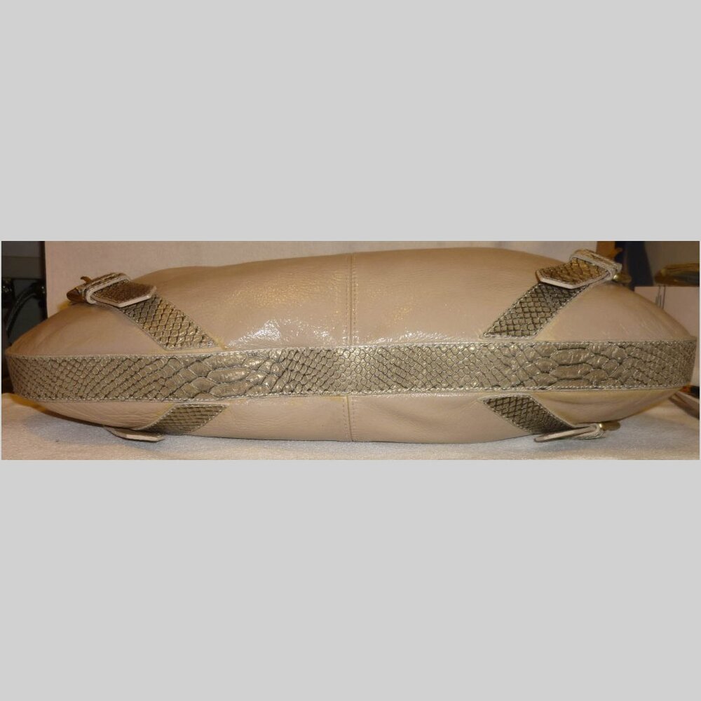 Pulicati Extra-Large Tan Leather & Python Shoulde… - image 4
